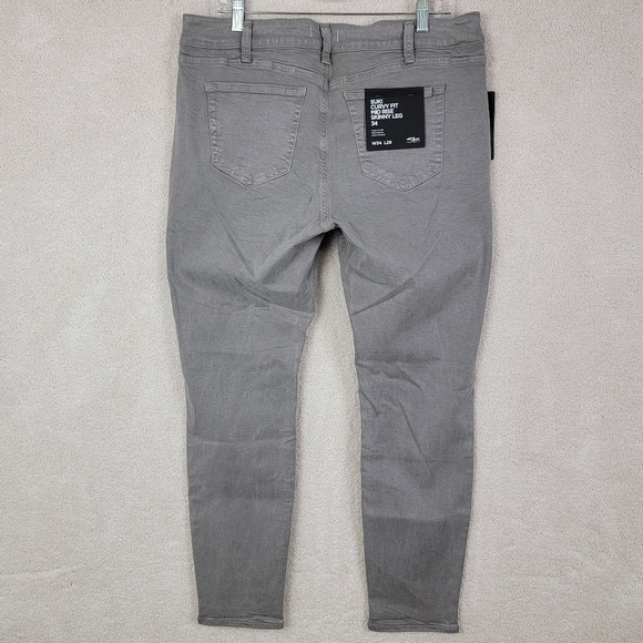 Silver Jeans Gray Suki Curvy Mid Rise Skinny Denim Jeans Sz 34x29 Plus Size NEW - Picture 3 of 13